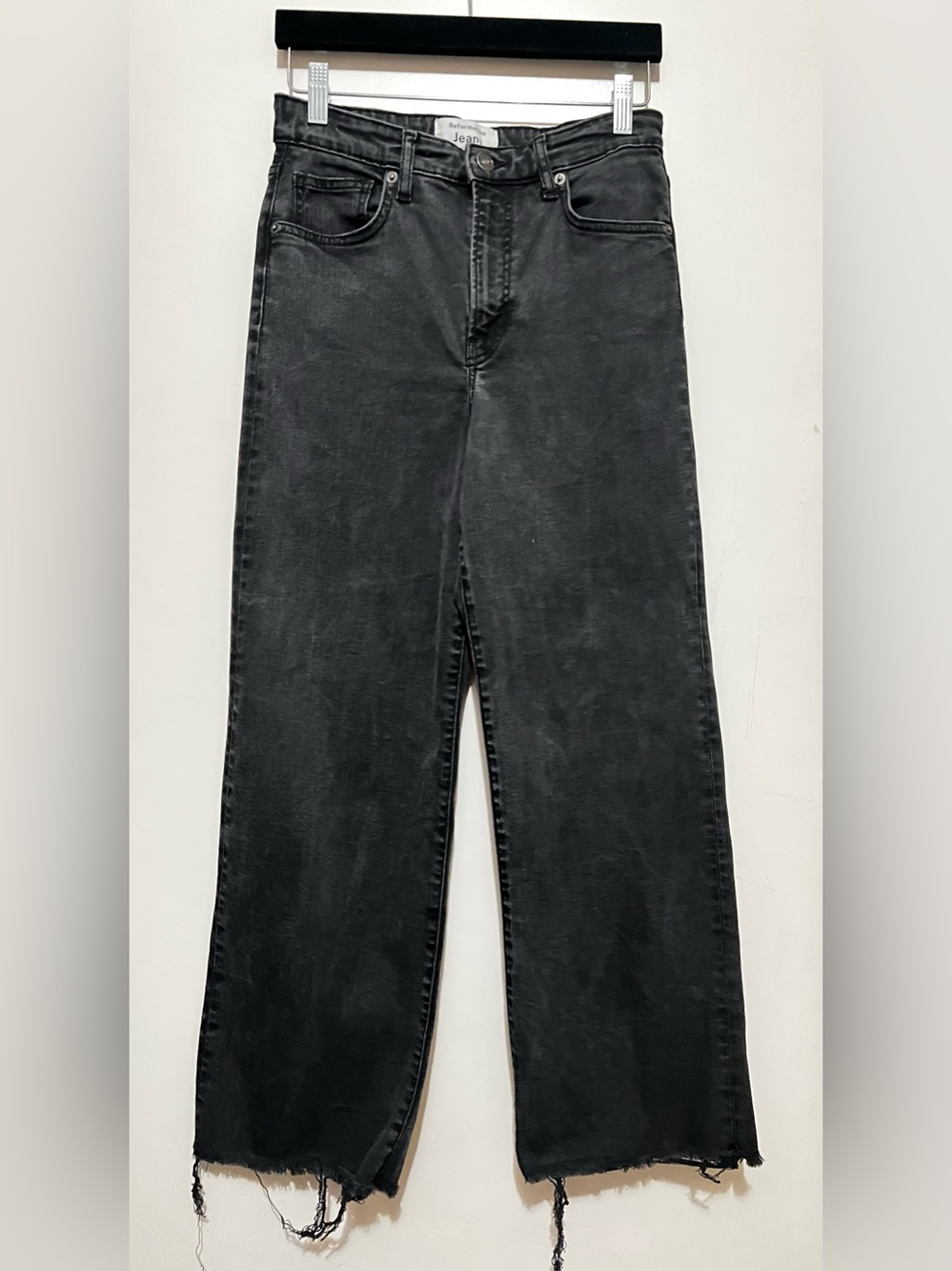Reformation Black Emma High Rise Wide Leg Relaxed Jeans